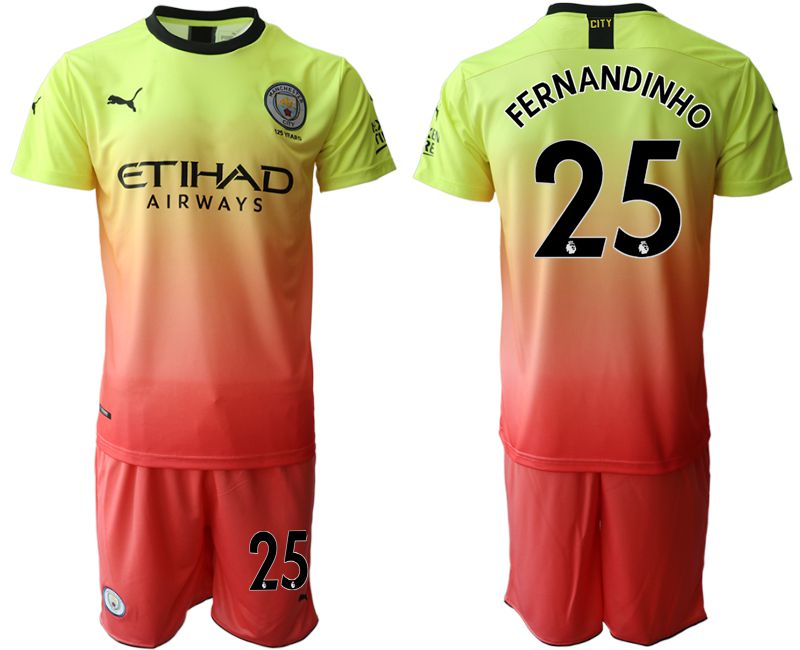 Men 2019-2020 club Manchester City away #25 yellow Soccer Jerseys
